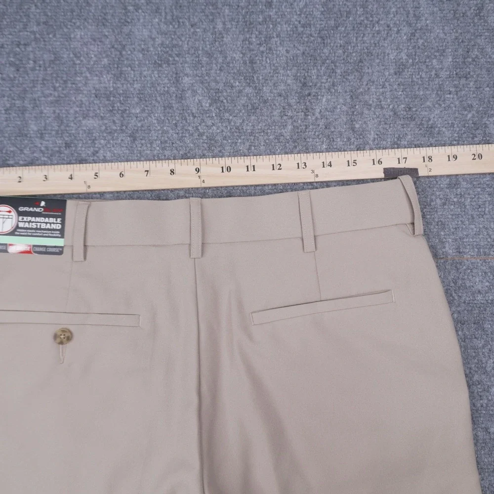Grand Slam Performance Golf Shorts Men 34 Tan Expandable Waist UPF 50 GSBF8063KO